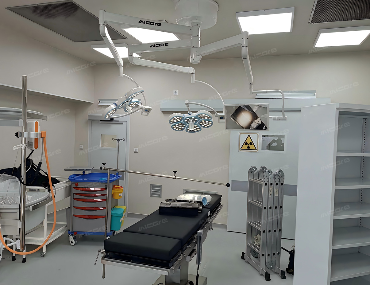 3-MICARE FLOWER-LED E700500 2units Surgical Light with Camera + Monitor + Battery in Moldova Hospital